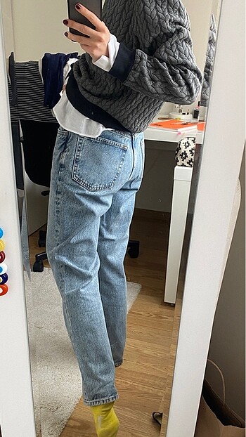Cross jean, orta taş yüksel bel Dad straight fit jean