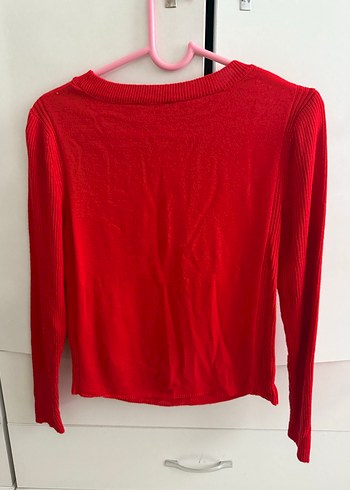 Kırmızı Kadın Triko Uzun Kollu Kazak - Görsel 2