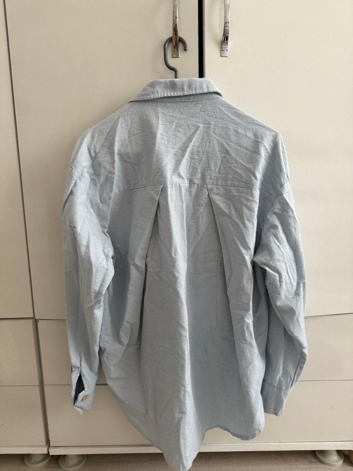 Düğmeli Gri-Bej kışlık kalın Kadın Gömlek - Görsel 2