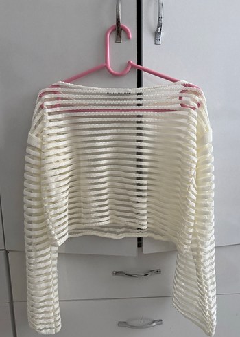 Beyaz Pilili Uzun Kollu İnce Kazak - Görsel 3