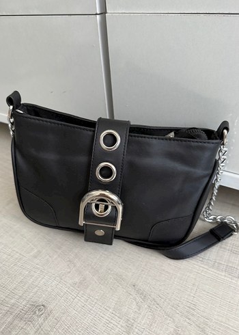 Siyah Deri Tokalı Parisian Goth Çanta - Görsel 2