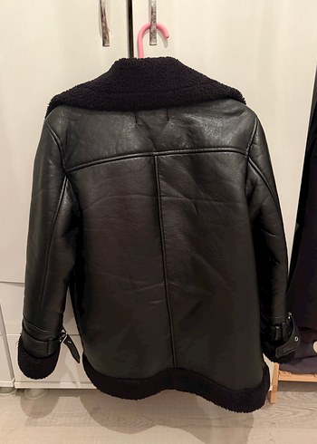 Kürk Detaylı Siyah Deri Kadın Mont - Görsel 3