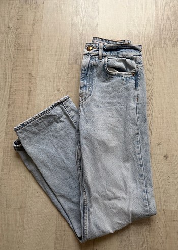 Zara Düğmeli Mavi Desenli Denim Pantolon - Görsel 2