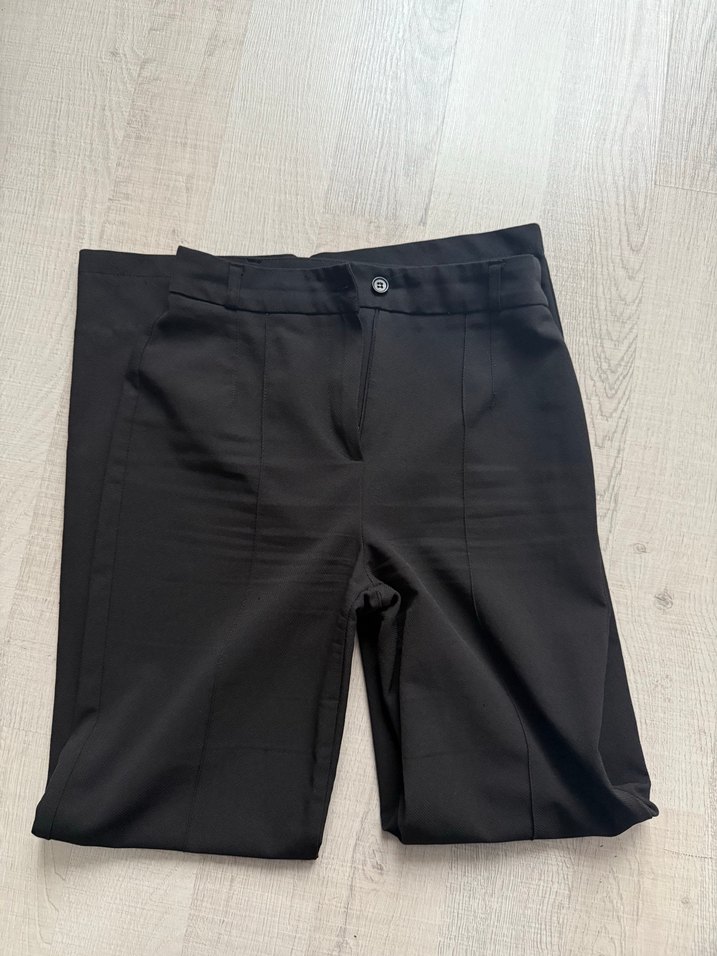 Siyah Midi Kadın Kumaş Pantolon - Görsel 2