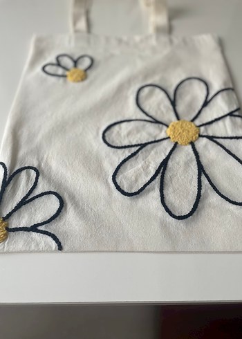 Diğer Nakışlı Beyaz Bohem Taşlı Kol Çantası