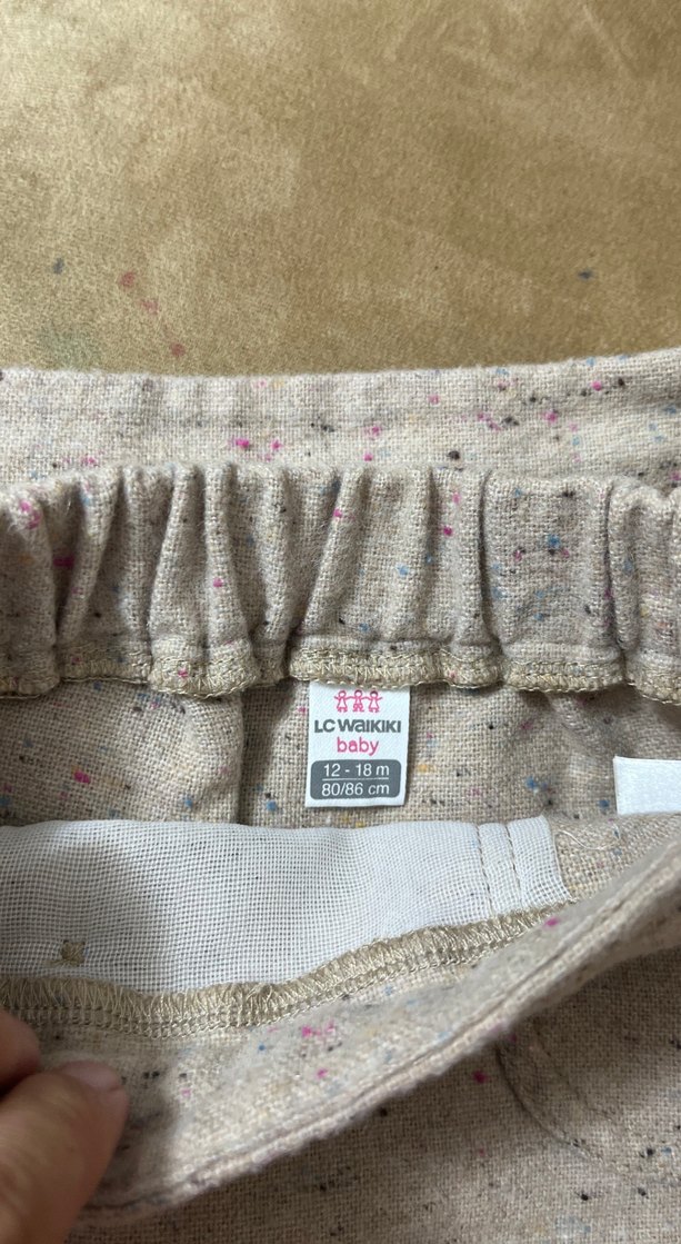 Düğmeli Bej Mini Yün Etek - Görsel 3