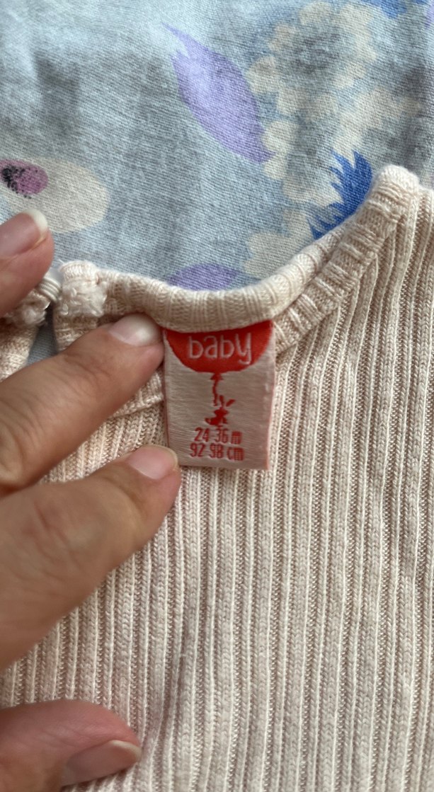 Bej Kız Çocuk Fırfırlı Keten Elbise - Görsel 2