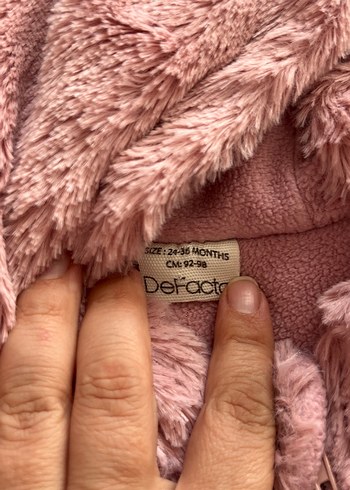 Kız Bebek Kapüşonlu Pembe Peluş Tulumu - Görsel 3