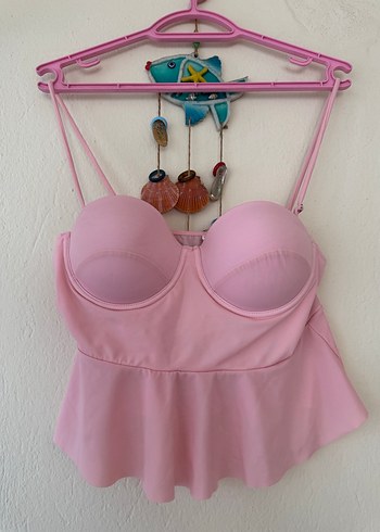 42 Beden Pembe Strappy Askılı Bustier mayo
