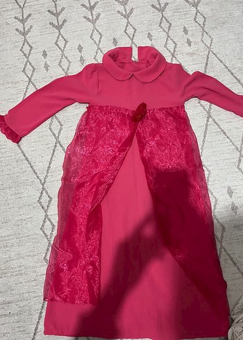 Pembe Uzun Kollu Kız Elbisesi - Görsel 2