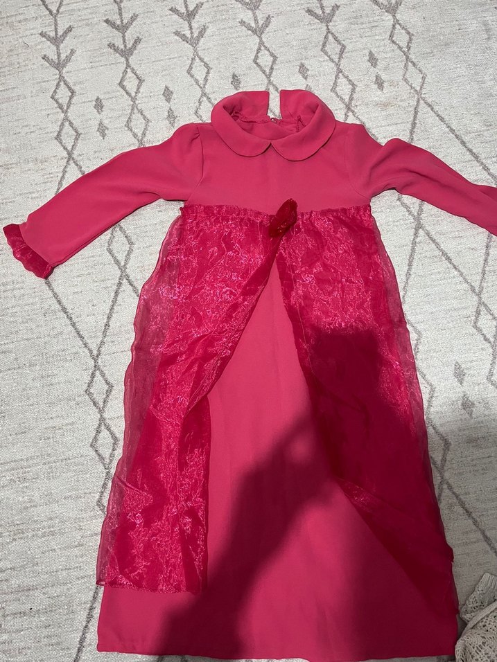 Pembe Uzun Kollu Kız Elbisesi - Görsel 2