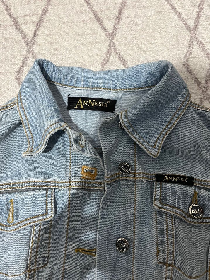 Düğmeli Kadın Mavi Denim Ceket - Görsel 2