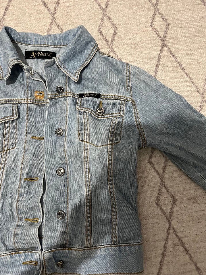 Düğmeli Kadın Mavi Denim Ceket - Görsel 3