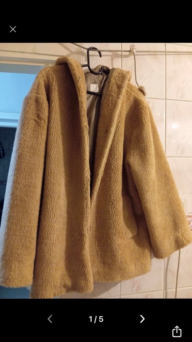 Bej Kadın Midi Boy Yumuşak Peluş Ceket - Görsel 5