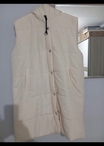 Düğmeli Beyaz Kadın Yelek - Görsel 2