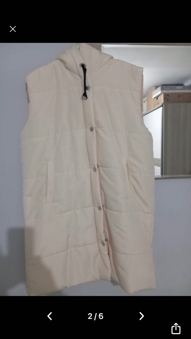 Düğmeli Beyaz Kadın Yelek - Görsel 2