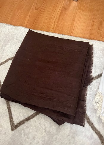 Koyu Kahverengi Keten Kadın Şal - Görsel 2