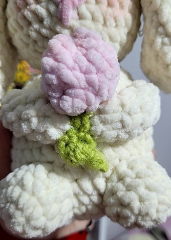 Pastel Renkli Beyaz Peluş Tavşan Oyuncak - Görsel 4