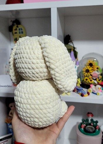 Pastel Renkli Beyaz Peluş Tavşan Oyuncak - Görsel 7