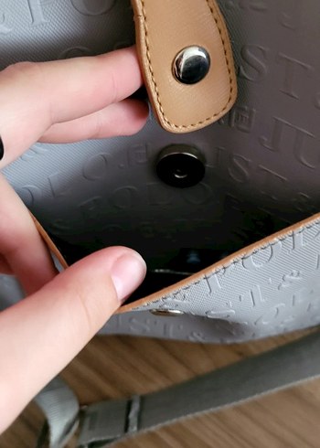 Gri Deri Kadın Omuz Çantası - Görsel 5