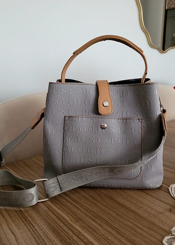 Gri Deri Kadın Omuz Çantası - Görsel 2