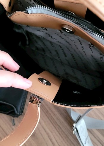 Gri Deri Kadın Omuz Çantası - Görsel 7