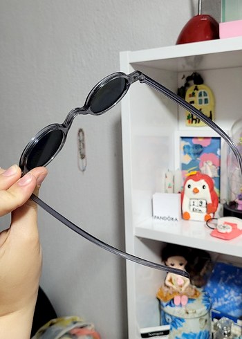 Şeffaf Gri Minimalist Kadın Güneş Gözlüğü - Görsel 3