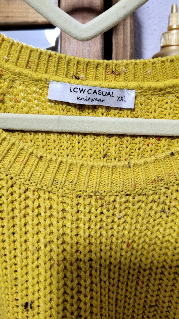 Parlak Sarı Örgü Kadın Kazak - Görsel 5