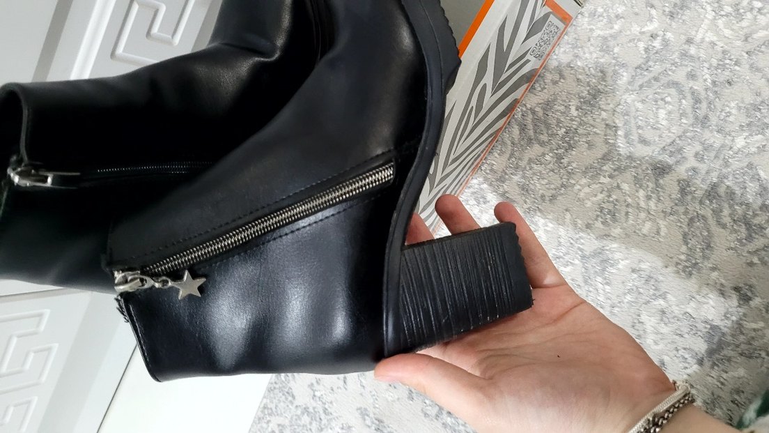 Siyah Deri Kadın Topuklu bot - Görsel 4