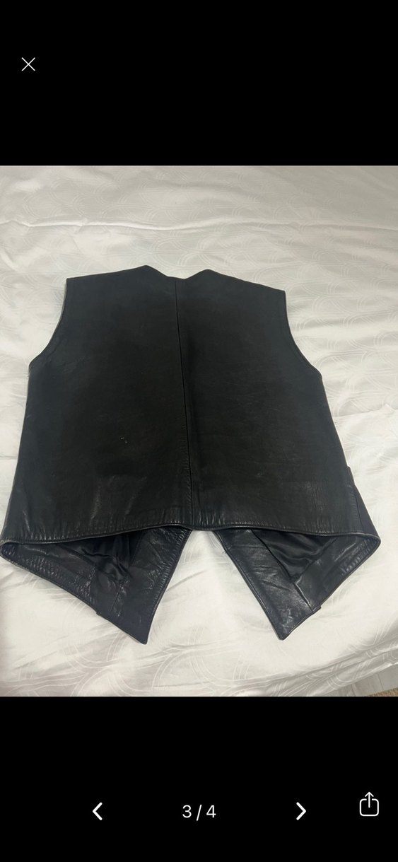 Vintage Düğmeli Siyah gerçek Deri Kadın Yelek - Görsel 2
