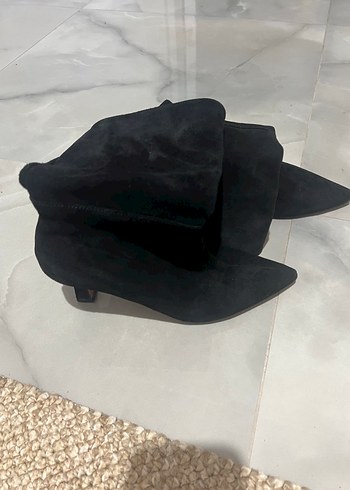 Siyah Süet Stiletto Topuklu Kadın Bot - Görsel 6