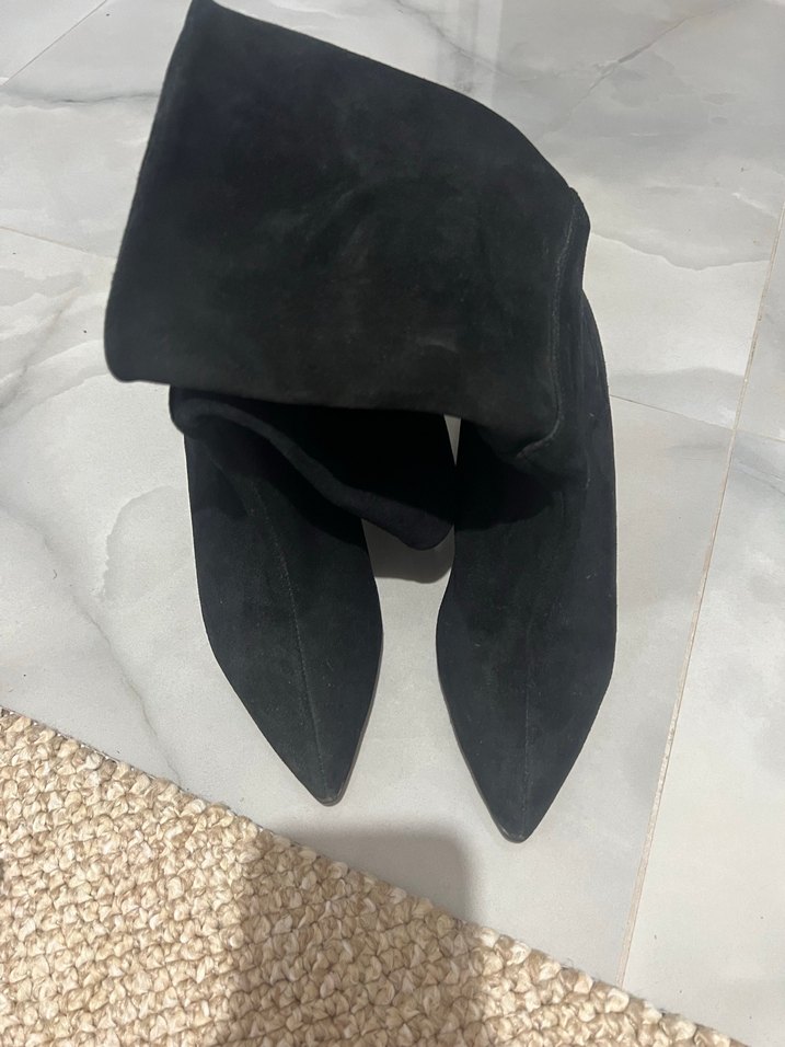 Siyah Süet Stiletto Topuklu Kadın Bot - Görsel 5