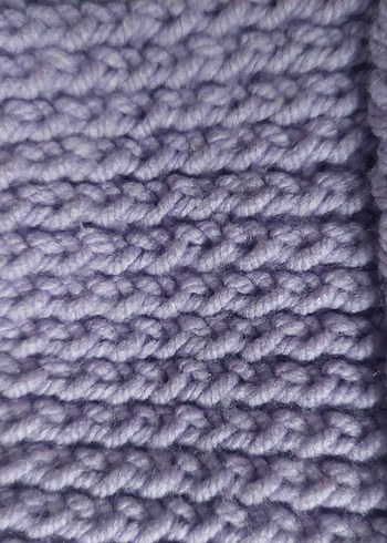 Lila Triko Kadın Bere Beyaz Ponponlu - Görsel 4