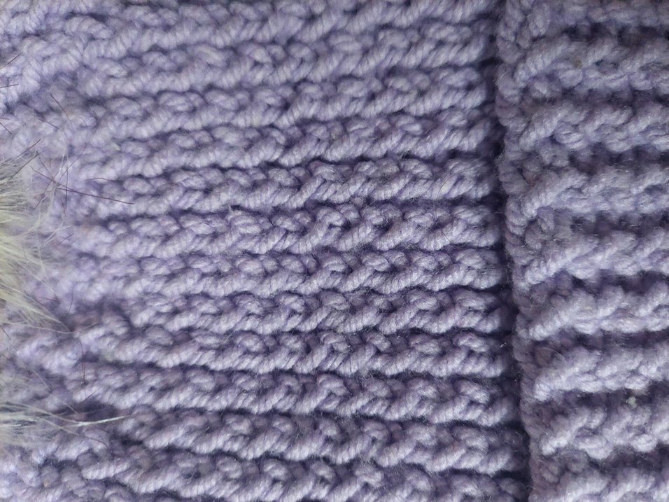 Lila Triko Kadın Bere Beyaz Ponponlu - Görsel 4