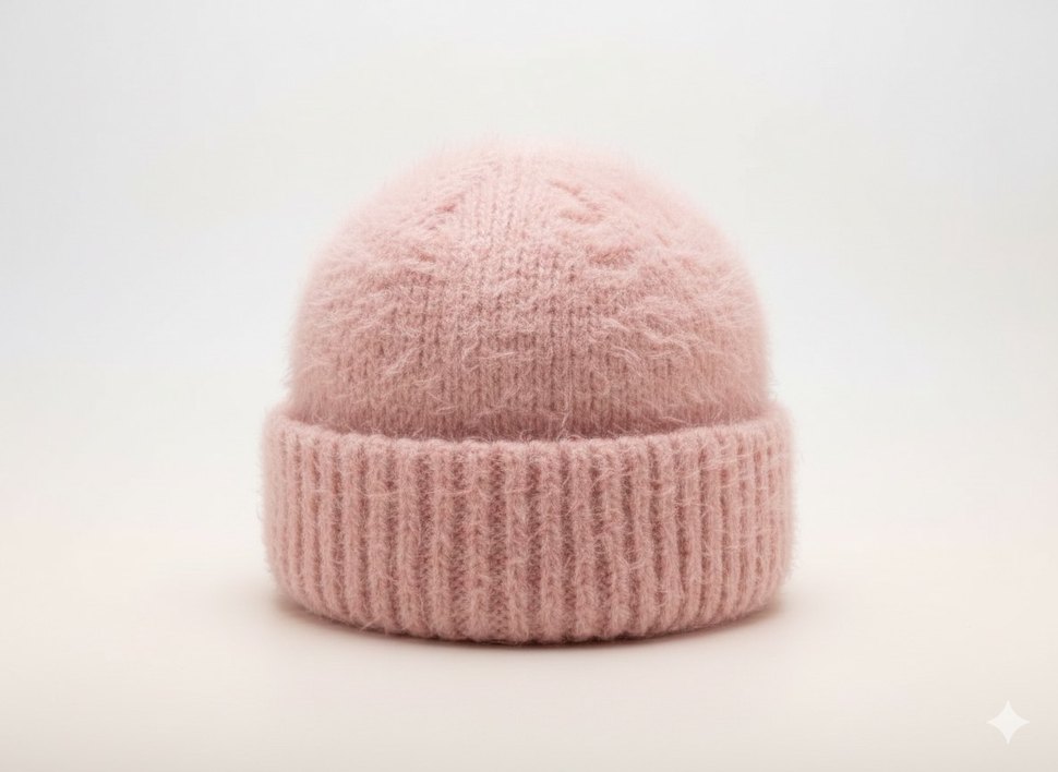 Toz Pembe Örgü Kadın Bere - Görsel 2