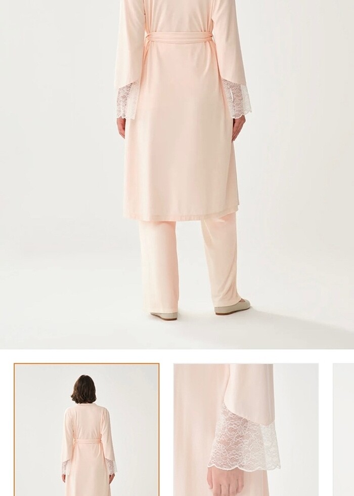 Dagi somon rengi 3 lü lohusa pijama takımı - Görsel 4