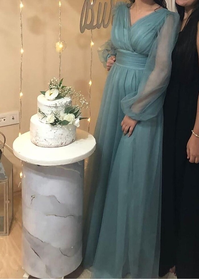 Su yeşili abiye - Görsel 2