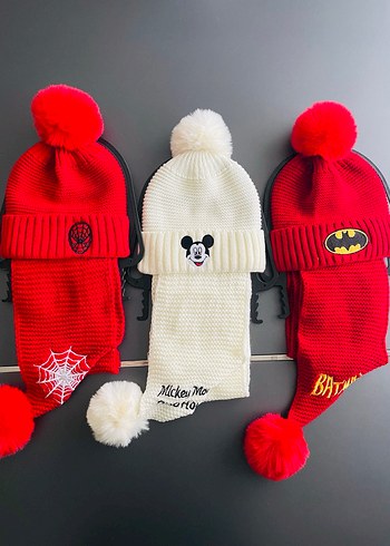 Renkli Nakışlı Erkek Çocuk Bere ve Atkı Seti - Görsel 2