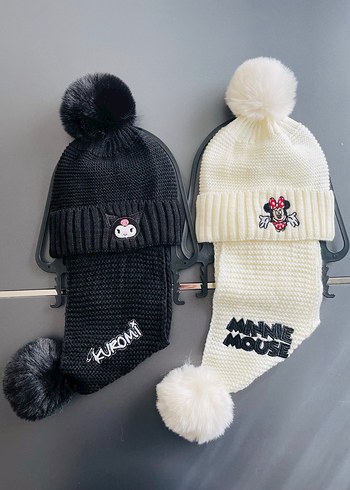 Nakışlı Triko Çocuk Bere ve Atkı Seti - Görsel 2