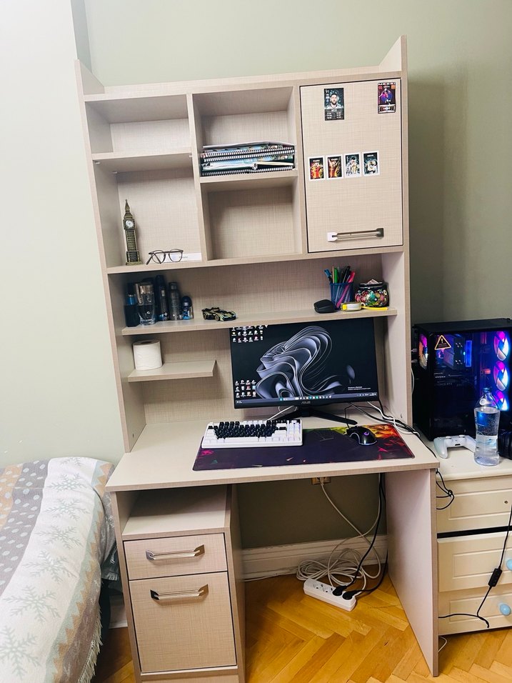 Beyaz Gri Çok Bölmeli Çalışma Masası - Görsel 2