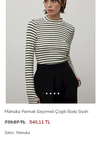 Trendyol & Milla Manuka Parmak Geçirmeli Çizgili Body Siyah