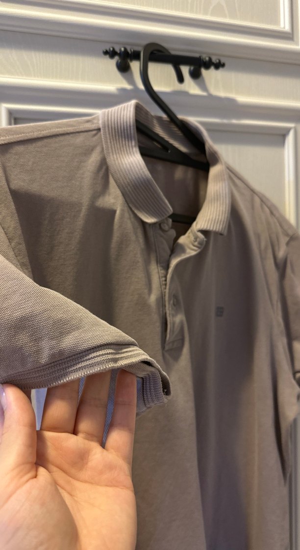 Düğmeli Kısa Kollu Kahverengi Polo Tişört - Görsel 3