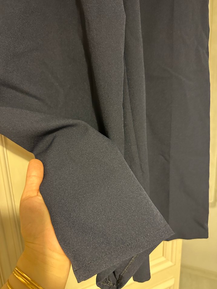 Lacivert Midi Kadın Kumaş Pantolon - Görsel 2