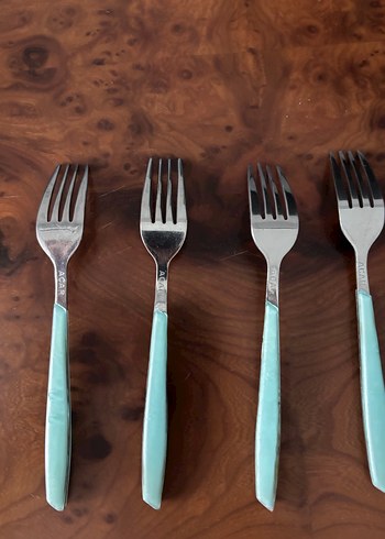 Turkuaz Saplı 6'lı Tatlı Çatal Seti - Görsel 4