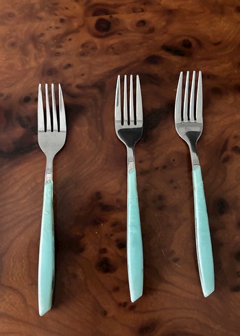 Turkuaz Saplı 6'lı Tatlı Çatal Seti - Görsel 3