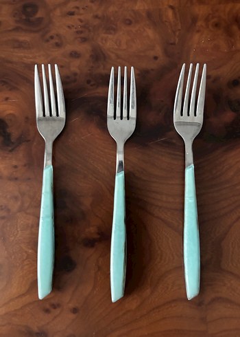 Turkuaz Saplı 6'lı Tatlı Çatal Seti - Görsel 2