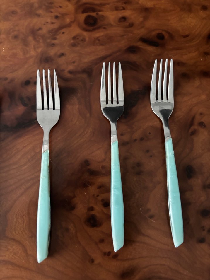 Turkuaz Saplı 6'lı Tatlı Çatal Seti - Görsel 3
