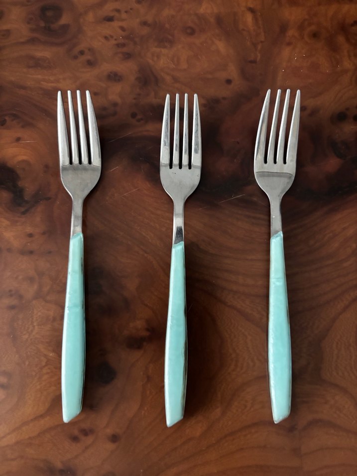 Turkuaz Saplı 6'lı Tatlı Çatal Seti - Görsel 2