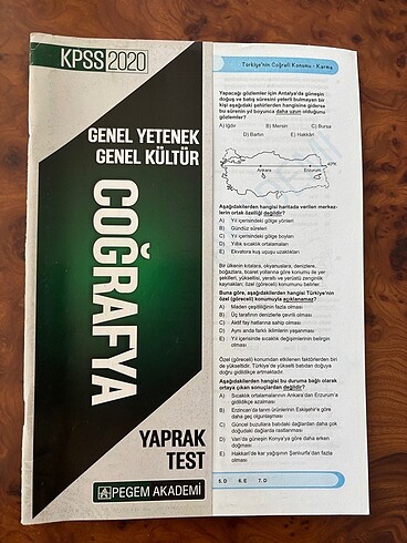 KPSS coğrafya yaprak test