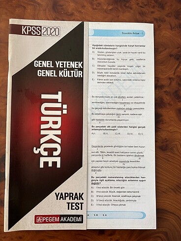 KPSS Türkçe yaprak test